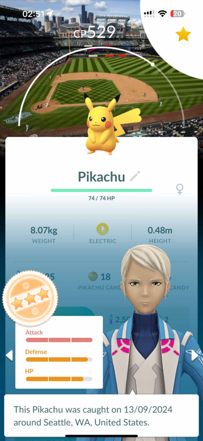 Level 32 Account 2x Pikachu Seattle Mariners Catch Cards