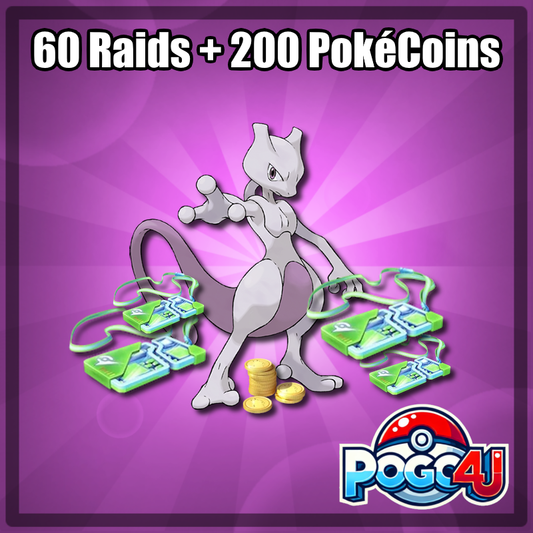 60 Raid Battles + 200 PokéCoins